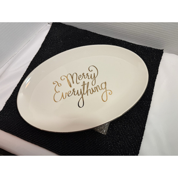 Threshold Christmas "Merry Everything" Oval, Stoneware Holiday Platter Tray NEW - Picture 2 of 9